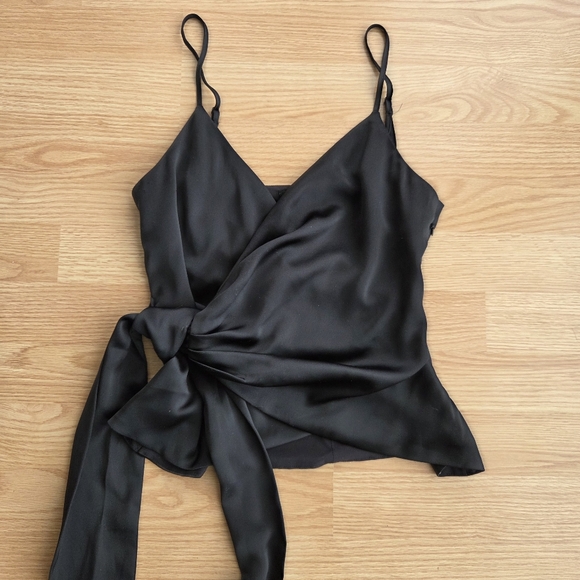 DYNAMITE Satin Effect Wrap Top - Picture 2 of 8